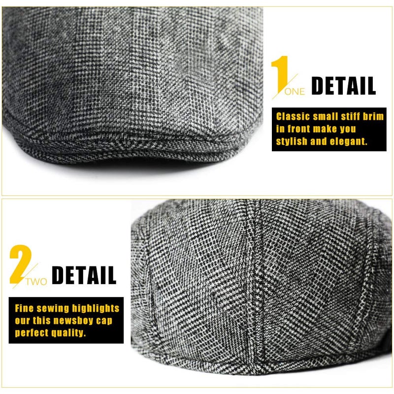 Sumolux Mens Newsboy Cap Winter Beret Hat Cabbie Flat Cap - Image 5